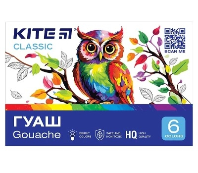 Гуаш 6 кольорів Kite 