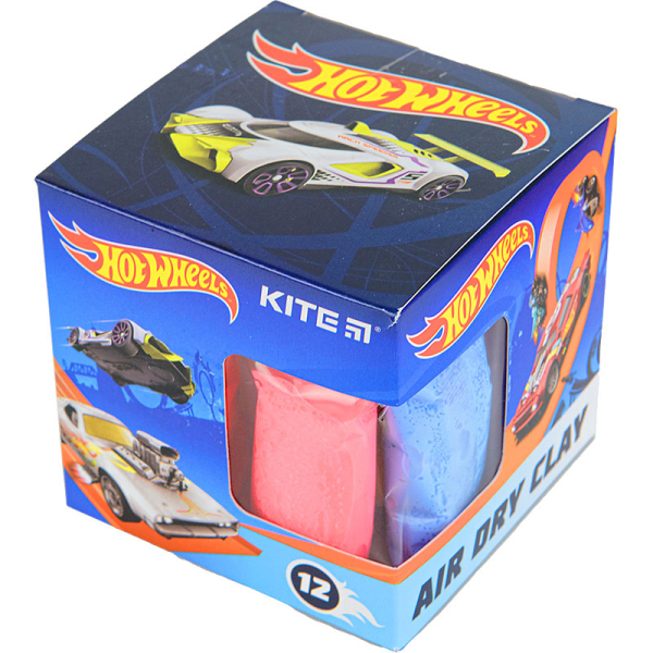 Пластилін повітряний Kite Hot Wheels HW22-135, 12 кольорів + формочка