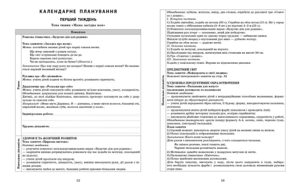 Розгорнутий календарний план. БЕРЕЗЕНЬ. Молодший вік