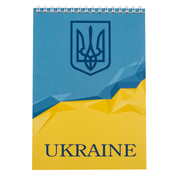 Блокнот на пружині зверху Buromax Ukraine А5 48л в клітинку картонна обкладинка блакитний (BM.24545104-14)