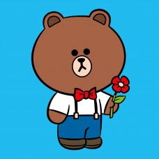 Картина за номерами SANTI Лайн Френдс Браун з квіткою 25*25см полотно кольорове - фото 1