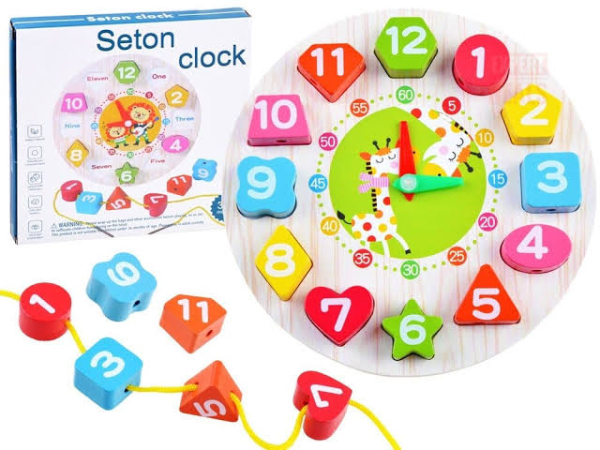 Годинник Seton Shape для дітей - Дерев'яний годинник-пазл - 3D-годинник-пазл