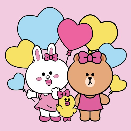 Картина за номерами SANTI Лайн Френдс. Коні Саллі Чоко та повітряні кульки 25х25 см LED підсвітка - фото 1