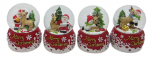 Сувенір світящ. "Куля снігова 65мм - Д.Мороз, Сніговик з ялинкою" 4в. М-012