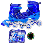 Ролики R2075 (6 шт) S (30-33) метал.рама, колеса PU 1 світло, синій