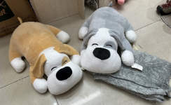 М'яка іграшка арт. L15102 (25шт) собака з пледом 2 кольори 60см