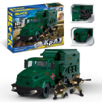 Конструктор IBLOCK PL-921-514 (12шт) Армія, КрАЗ Штабна машина, 327дет., 2фігурки, короб. 37, 5*6*26см