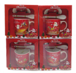 Чашка керамічна 350мл. "Д.Мороз на санчатах" із блюдцем, ложкою, 4в. НК-1245