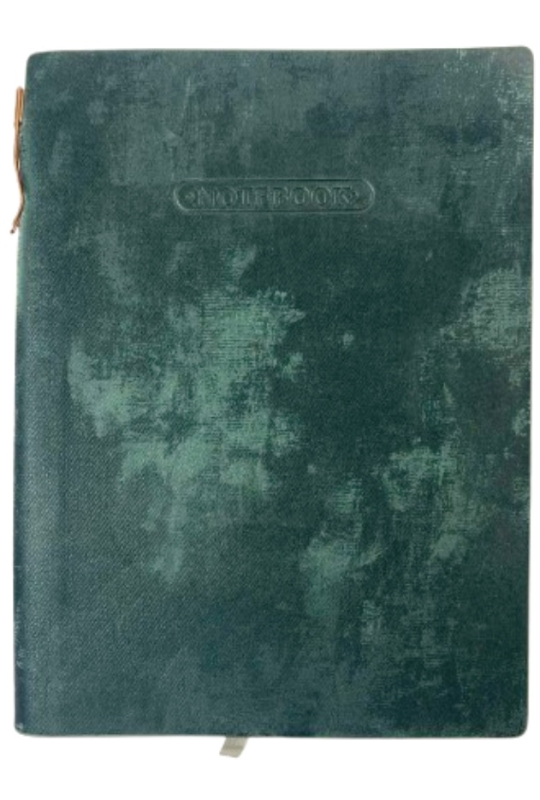 Блокнот А5 120 аркушів зелений інтегральна обкладинка оксамитова з ручкою гелевою  - фото 1