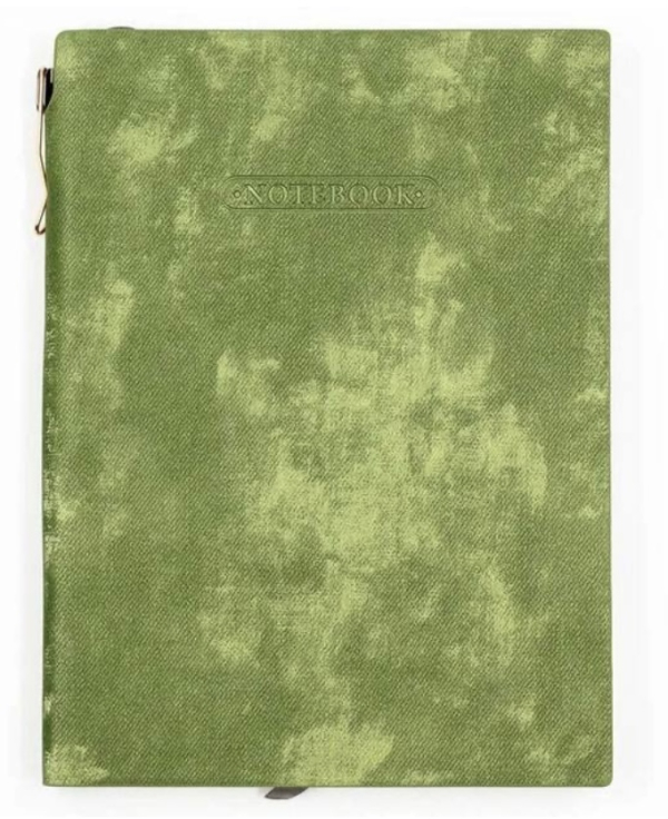 Блокнот A5, 120 аркушів, зелений, оксамитова інтегральна обкладинка з гелевою ручкою - фото 1