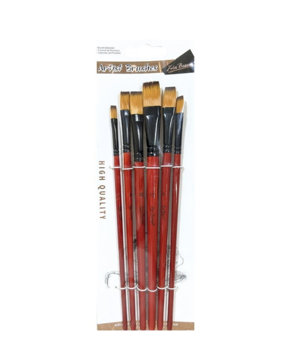 Набір плоских пензлів синтетика, 6 шт. - фото 1