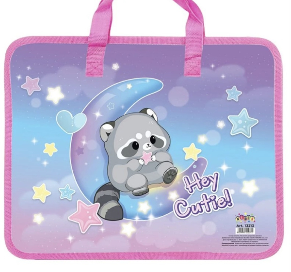 Папка-портфель “Raccoon”, A4, з тканинними ручками - фото 1