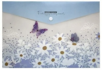 Папка-конверт на кнопці A4 “Пастельні квіти та метелики” - фото 1