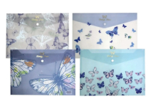 Папка-конверт на кнопці A4 “Бабочки”, 180 мкм, текстильна фактура