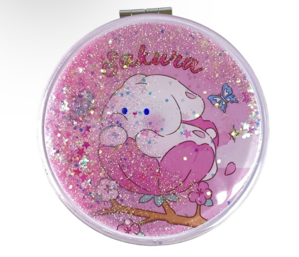 Дзеркало кругле 7 см з блискітками, Сакура - фото 1