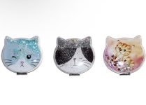 Дзеркало двостороннє розкладне з плаваючими блискітками, Котики, мікс