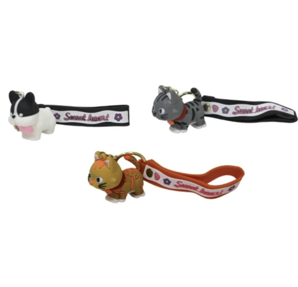 Брелок силіконовий (ПВХ) «Котики та собачки», мікс (набір 12 шт.) - фото 1