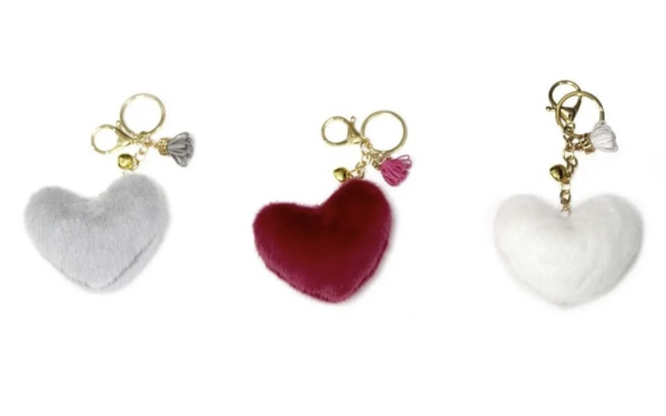 Хутровий брелок «Серце» — мікс кольорів - фото 1
