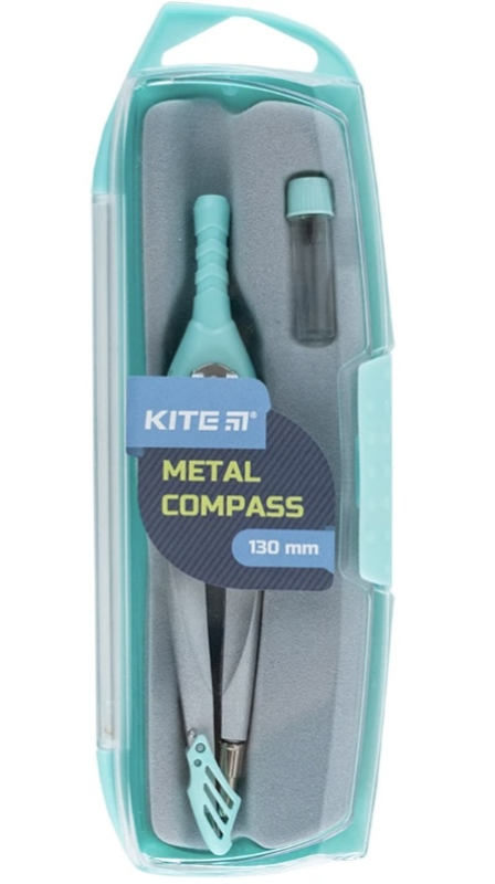Циркуль металевий Kite з грифелем, 130 мм, м’ятний - фото 2