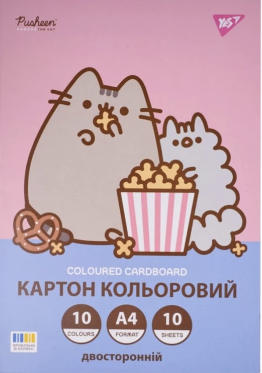Картон кольоровий двосторонній YES Pusheen, А4, 10 аркушів - фото 1