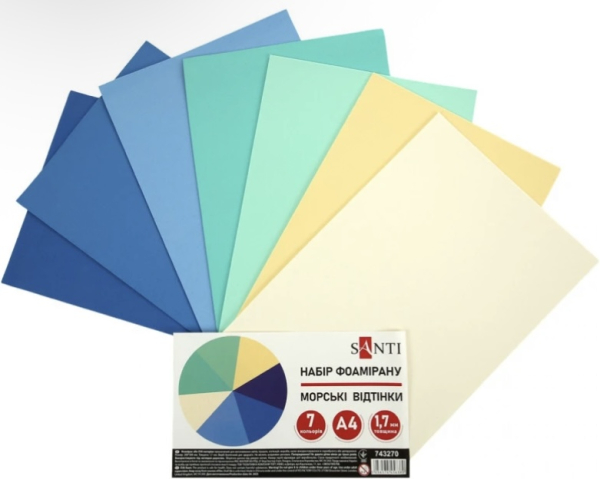 Фоаміран EVA SANTI 200×300 мм, 1,7 мм – набір “Морські відтінки” - фото 1
