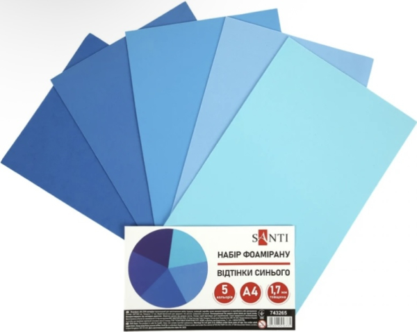 Набір Фоаміран відтінки синього, 200*300мм, товщина 1,7 мм, 5 кольорів - фото 1