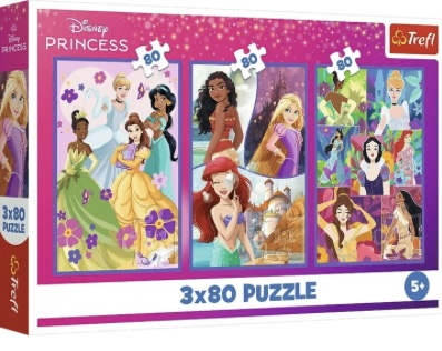 Набір дитячих пазлів «Princesses Friends», 3 × 80 елементів – Trefl - фото 1