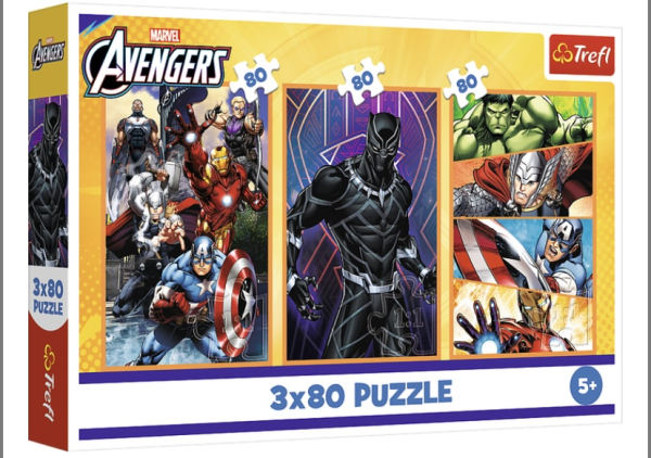 Пазли Trefl Marvel The Avengers Дні наповнені діями 3х80 елементів - фото 1