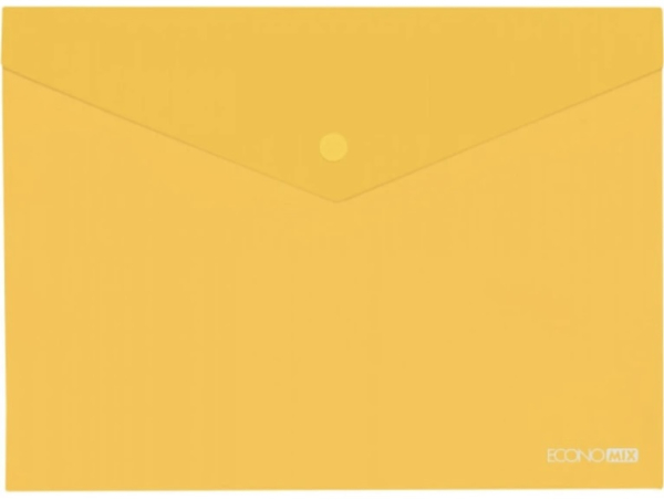 Папка-конверт на кнопці B5, 180 мкм, глянцева, жовта - фото 1