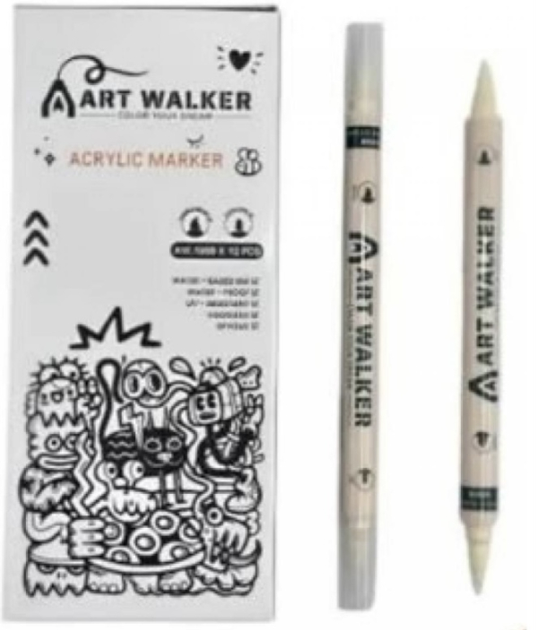 Маркер акриловий двосторонній білий - фото 1