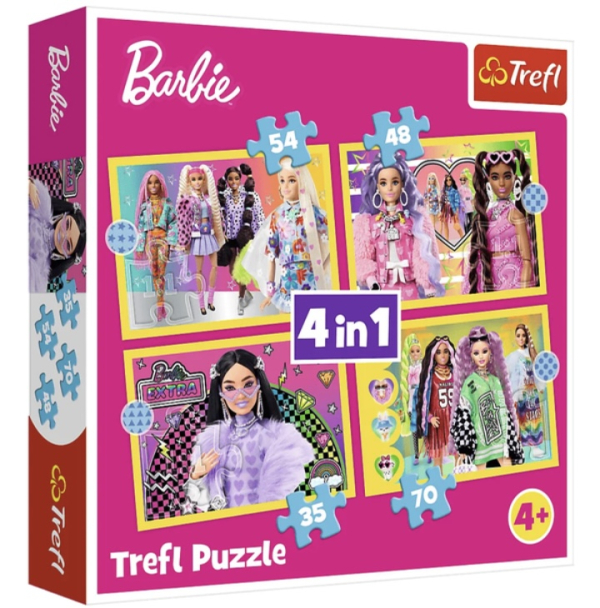 Набір пазлів Trefl 4 в 1 Барбі щасливий світ 207 елементів - фото 1