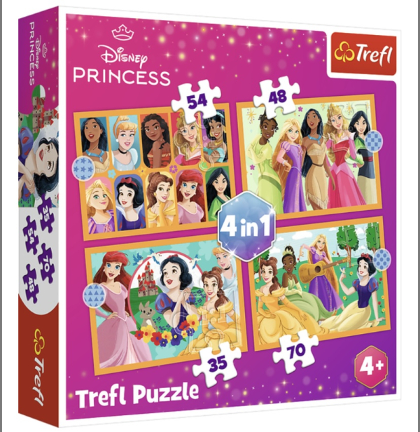 Пазли 4 in 1 Trefl Disney Princess Казкові історії 35+48+54+70 елементів - фото 1