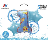 Набір фольгованих куль "First birthday-Boy" 5шт