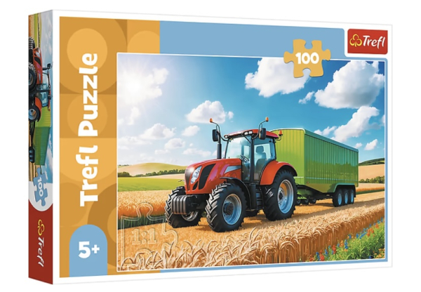 Пазл Trefl “Сільськогосподарська техніка — трактор з причепом” 100 елементів (5–7 років) - фото 1