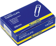 Скріпки канцелярські нікельовані 28 мм 100 шт. Buromax ВМ.5005