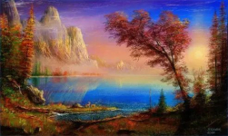 Алмазна мозаїка Ранок в горах 30*40 см з рамкою 41 *31*25 см (H8930)