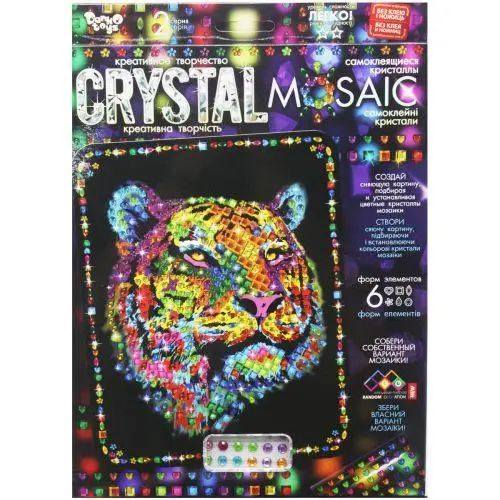 Набір для творчості картина з кристалів «Crystal mosaic» Тигр DankoToys CRM-02-01 Danko Toys