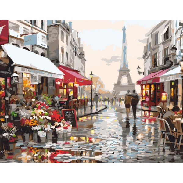 Картина за номерами Париж після дощу розміром 40х50 см 