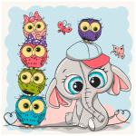 Розпис на полотні Art Craft 15561-АС 30-30 см, "Слоник з совами"