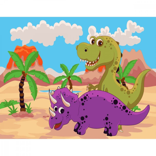 Картина за номерами Strateg Динозаврики у пустелі розміром 30х40 см SS-6454