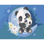 Картина за номерами Strateg Пандочки на місяці розміром 30х40 см SS-6402