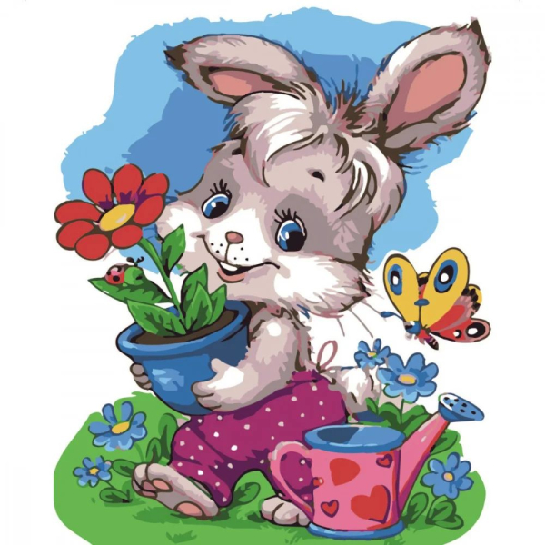 Картина за номерами Strateg Кролик садівник розміром 30х40 см SS6409