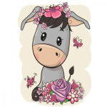 Картина за номерами Strateg Маленький ослик у квітах розміром 30х40 см SS-6435