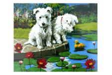 Картина за номерами в коробці 40*50см Собачки на озері