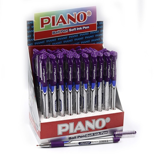 Ручка масляна фіолетова 0.7 мм з гумовим тримачем Classic Piano PT-195-C