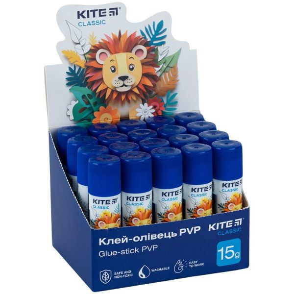 Клей-олівець з індикатором PVP Kite Classic K-1130, 15 г - фото 1