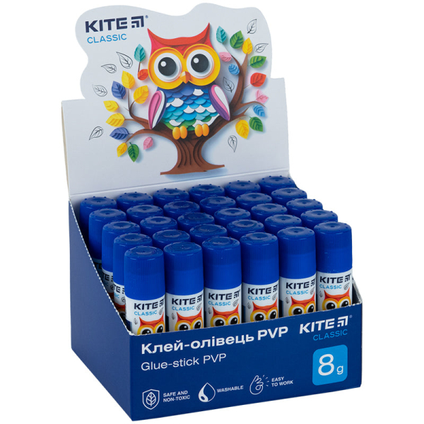 Клей-олівець з індикатором PVP Kite Classic K-130, 8 г - фото 1