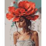 Картина за номерами SANTI Дівчина з червоною квіткою 40х50 см