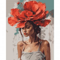 Картина за номерами SANTI Дівчина з червоною квіткою 40х50 см - фото 1