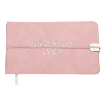 Щотижневик датований 2026 Buromax Velour зі штучної шкіри 153x87 мм 128 сторінок рожевий - фото 1